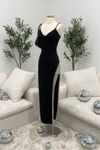 Load image into Gallery viewer, Zoey Rhinestone Dress (Black) #1443
