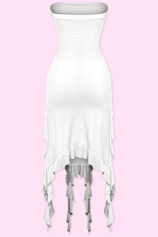Raja Midi Ruffle Dress (Off White)