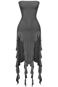 Raja Midi Ruffle Dress (Black)