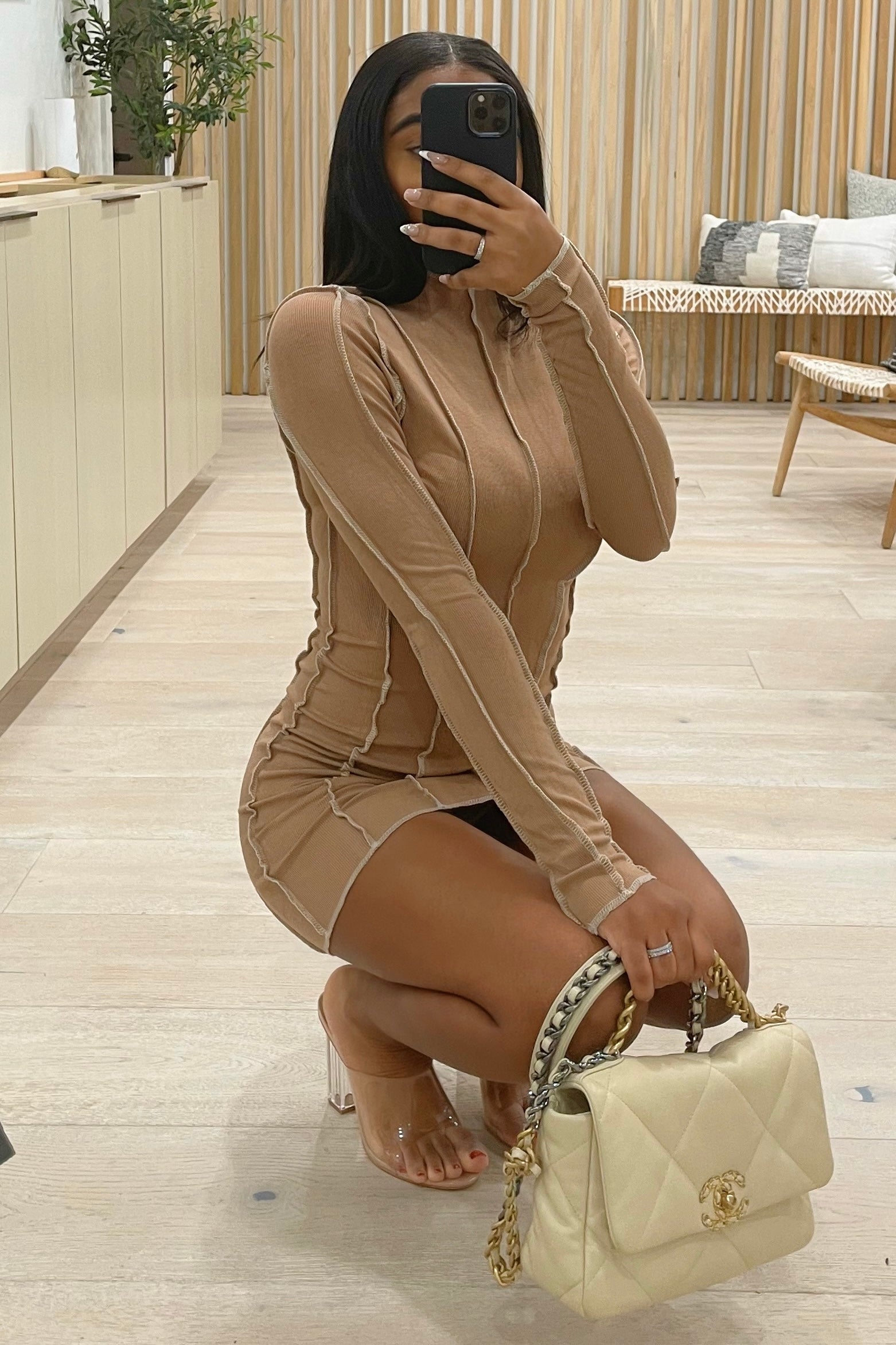 Cinder Reverse Seam Dress (Mocha Brown)