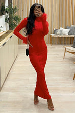 Load image into Gallery viewer, Misa Feather Maxi Dress (Red)