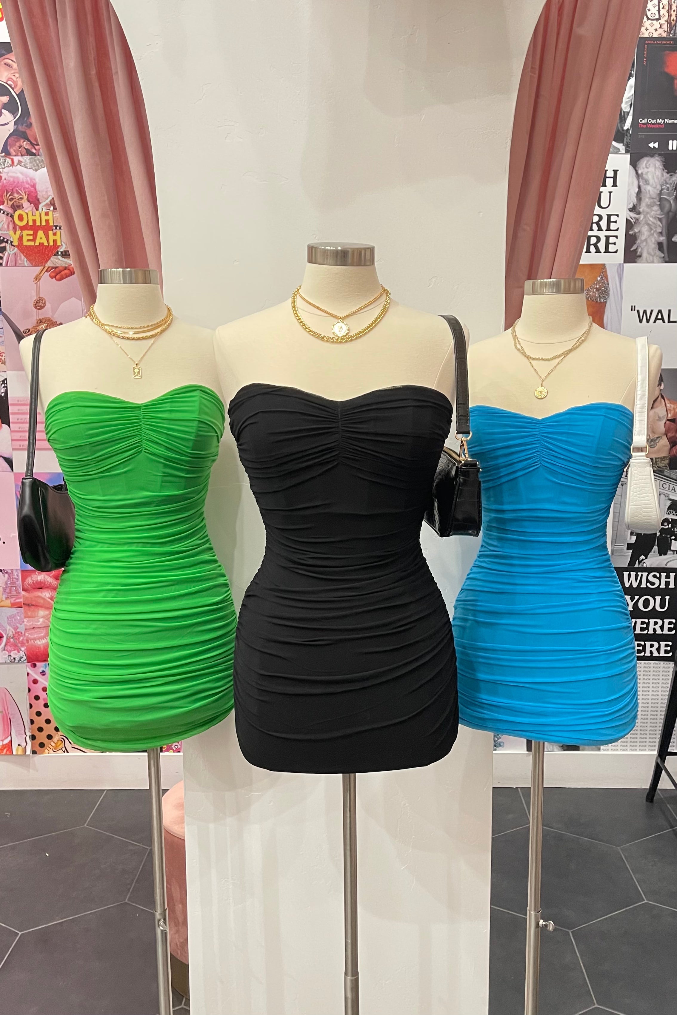 Onyx Mesh Mini Dress (Black)