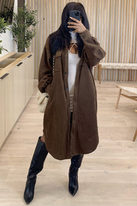 Marley Fleece Long Coat (Brown)