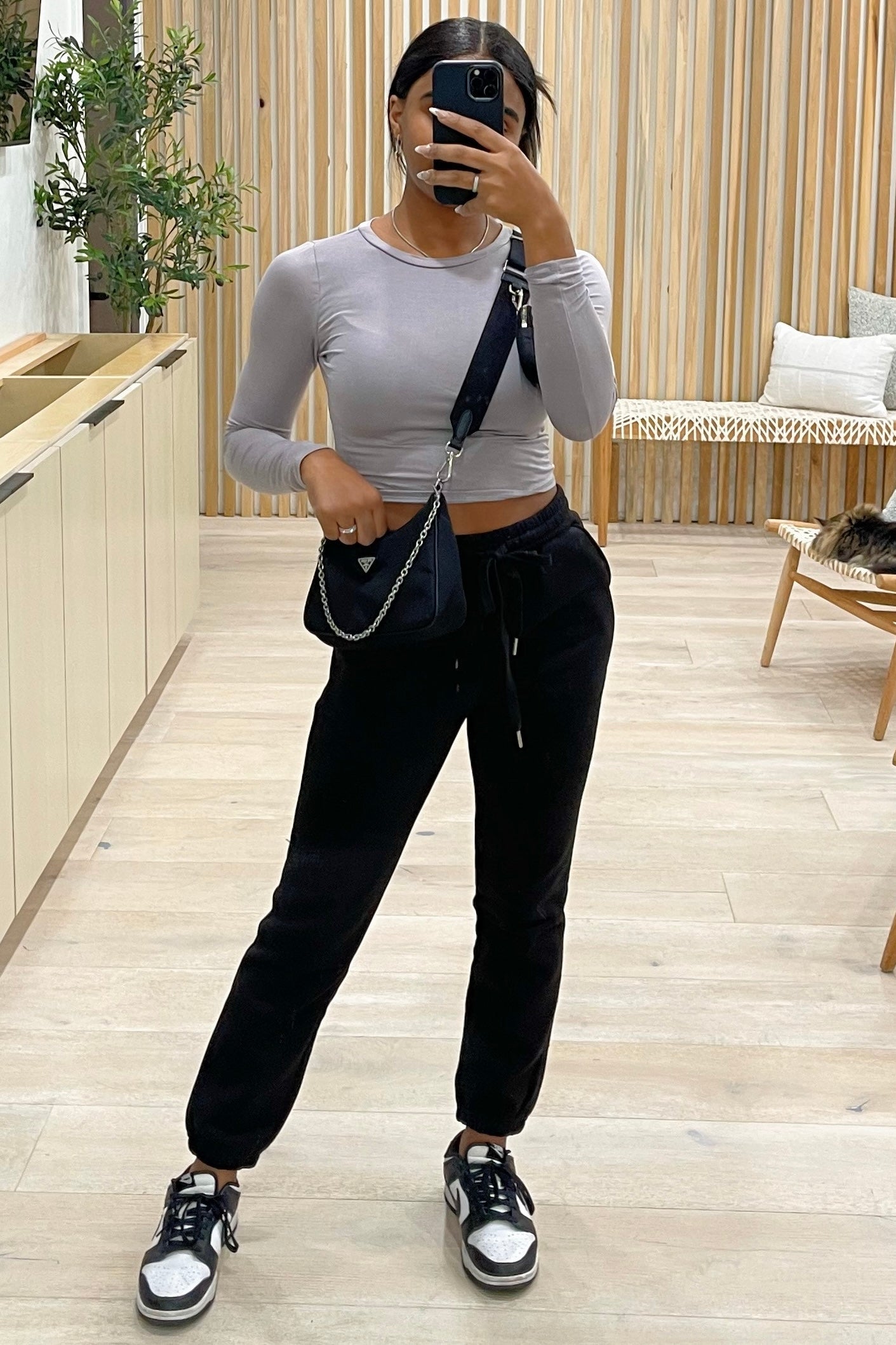 Aubrey Long Sleeve Crop Top (Smoke Grey)
