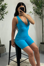 Load image into Gallery viewer, Jayla Ribbed Sleeveless Romper (Aqua Blue)