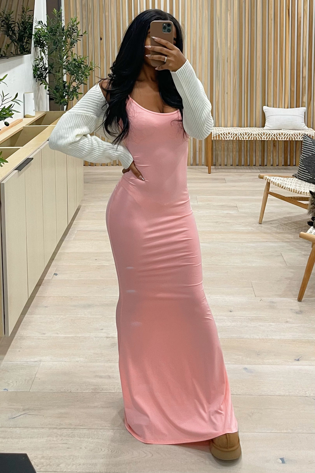 Rhea Bodycon Maxi Dress (Pink)