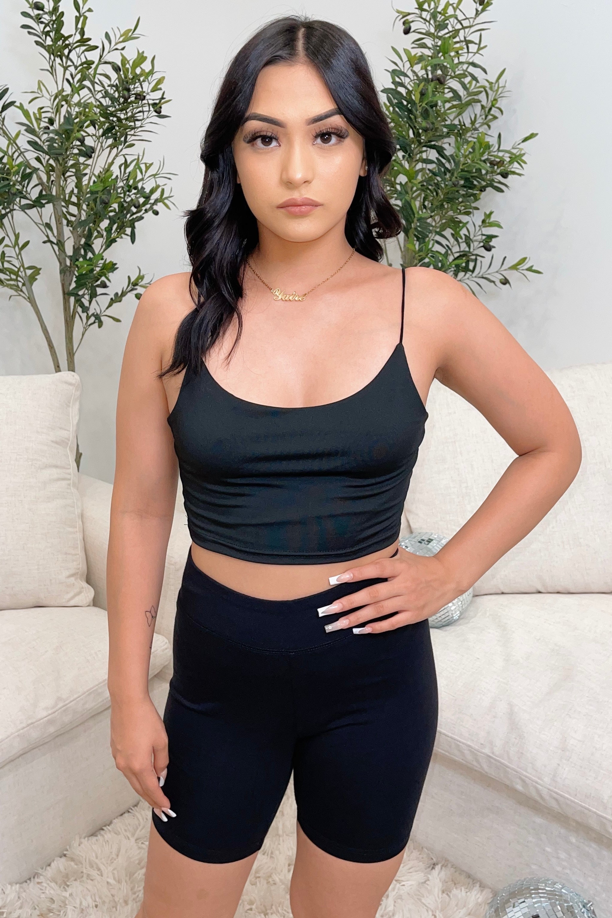 Sade Spaghetti Crop Top (Black)