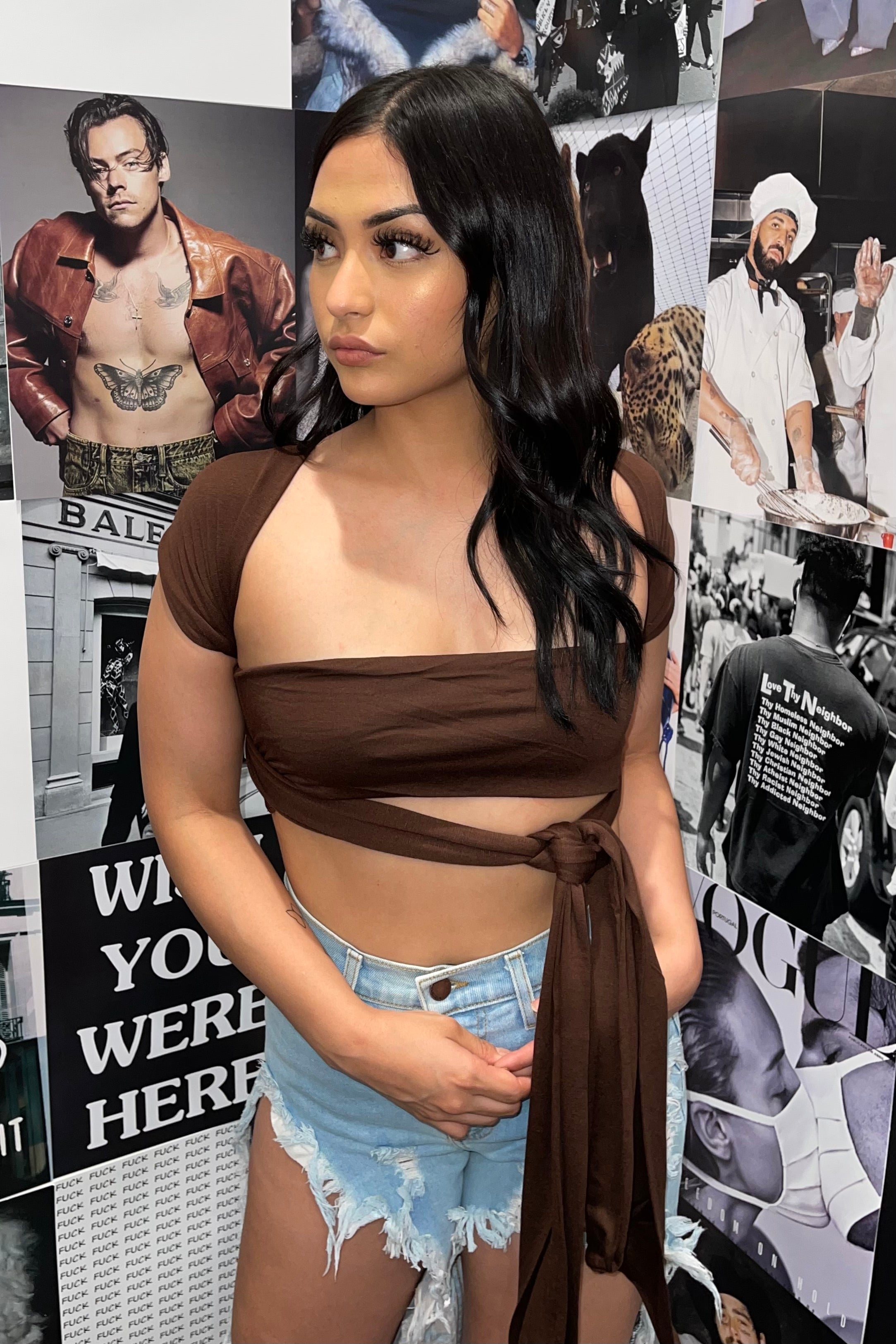 Lera Wrap Top 2.0 (Chocolate Brown)