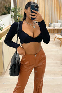 Karla Faux Leather Pants (Pumpkin Brown)