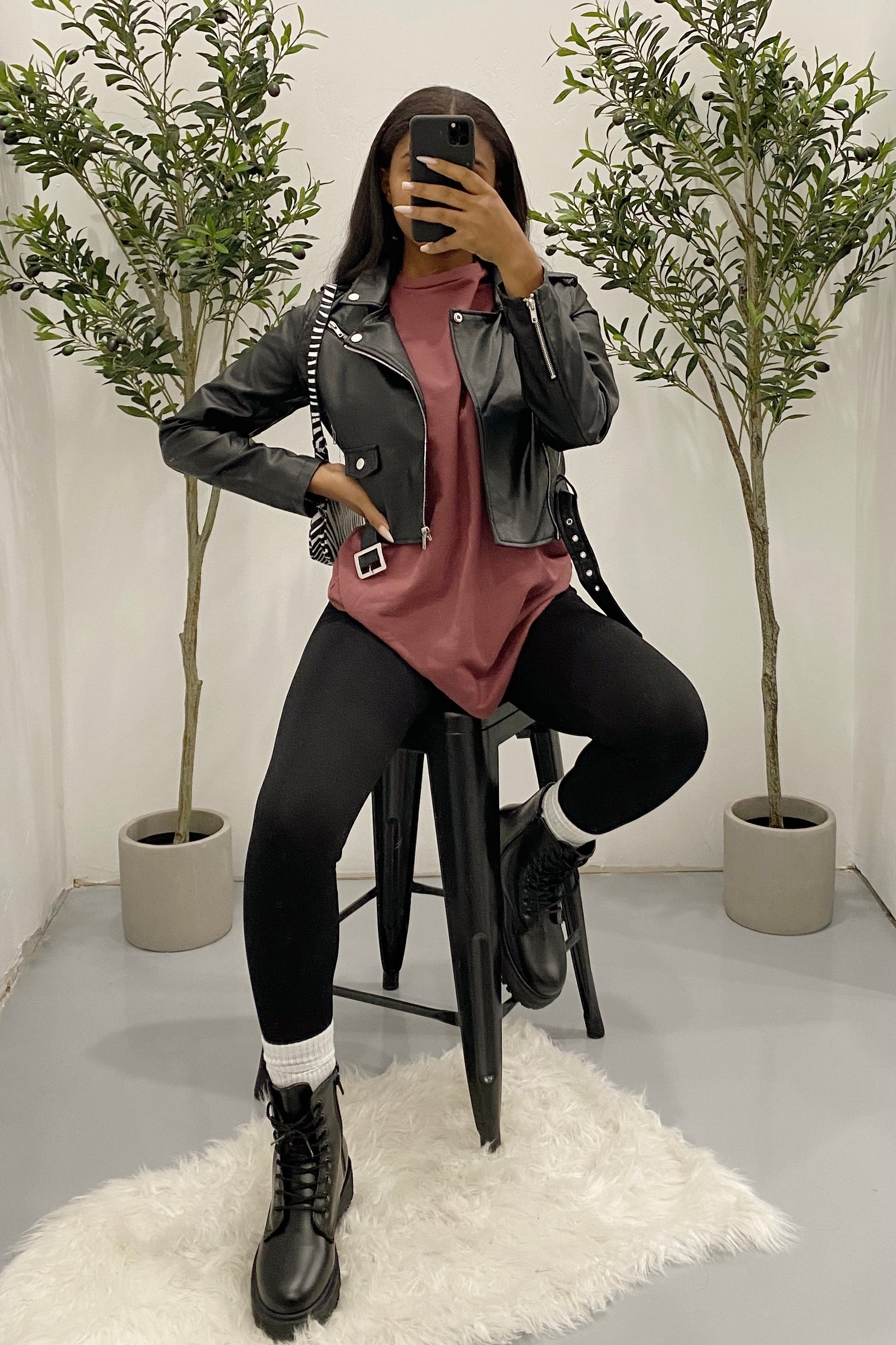 Jaxx Faux Leather Jacket (Black)