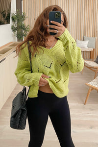 Mera L/S Oversized Knit Sweater (Lime Green)