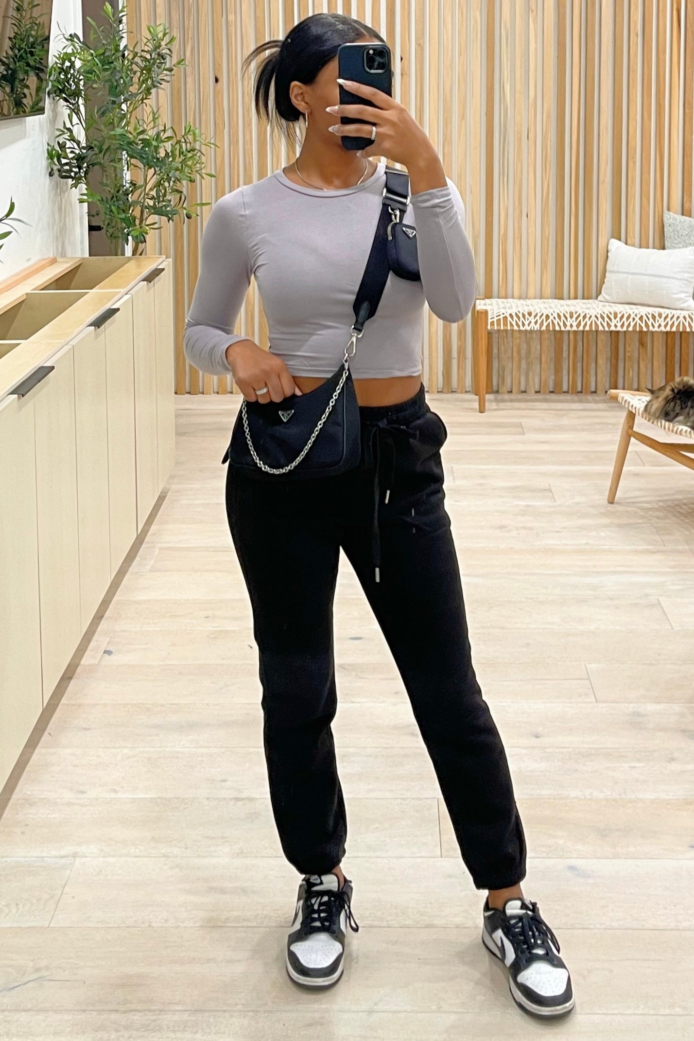 Aubrey Long Sleeve Crop Top (Smoke Grey)