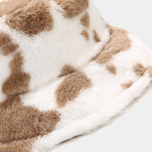 Load image into Gallery viewer, Moo Furry Bucket Hat (Taupe/White)