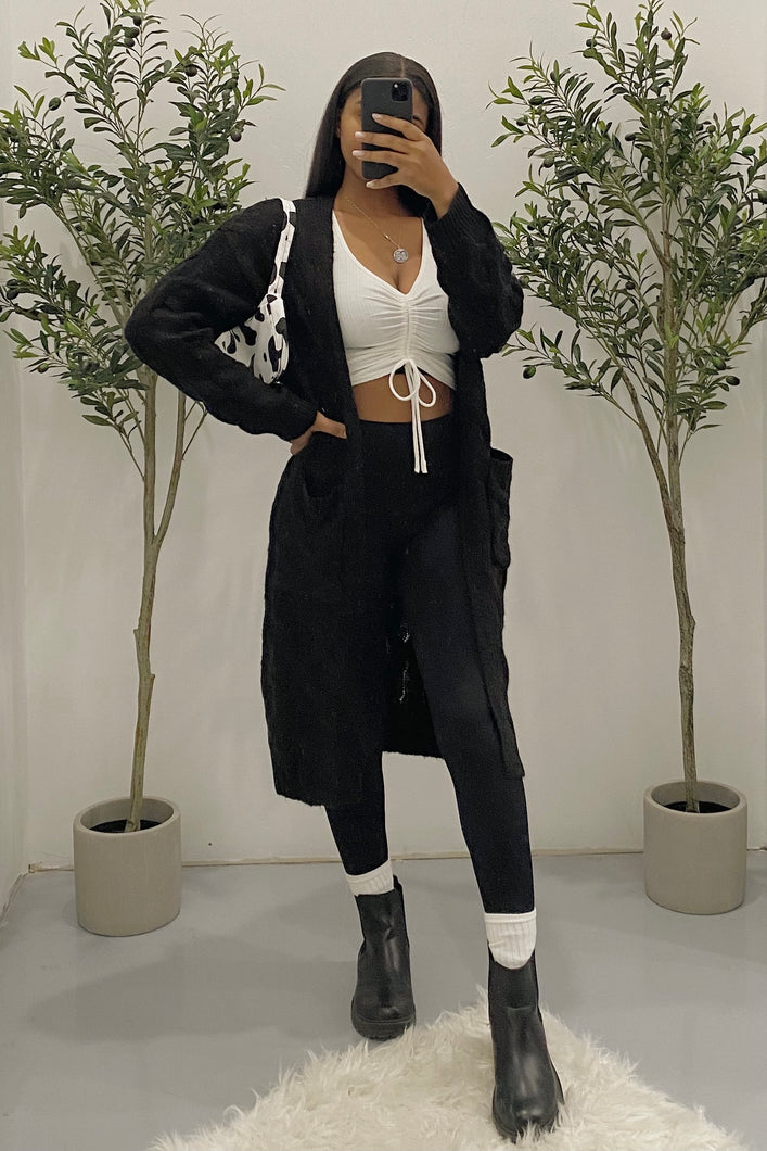 Lindsey Long Cardigan (Black)