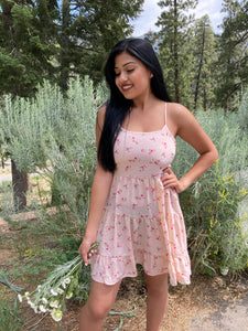 Madeline Floral Babydoll Dress (Peach/Pink)