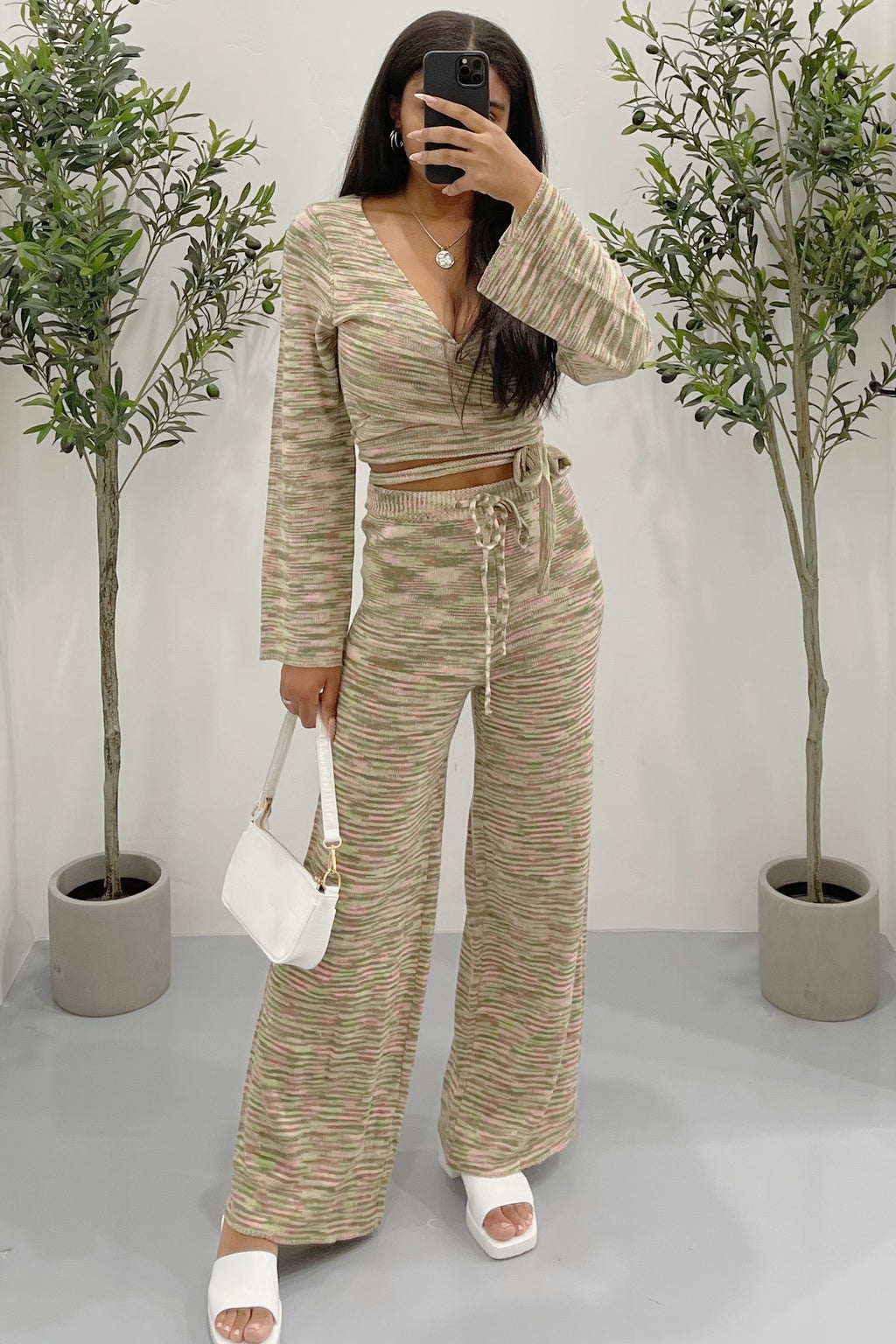 Veronica Knit Pants Set (Avocado Green)