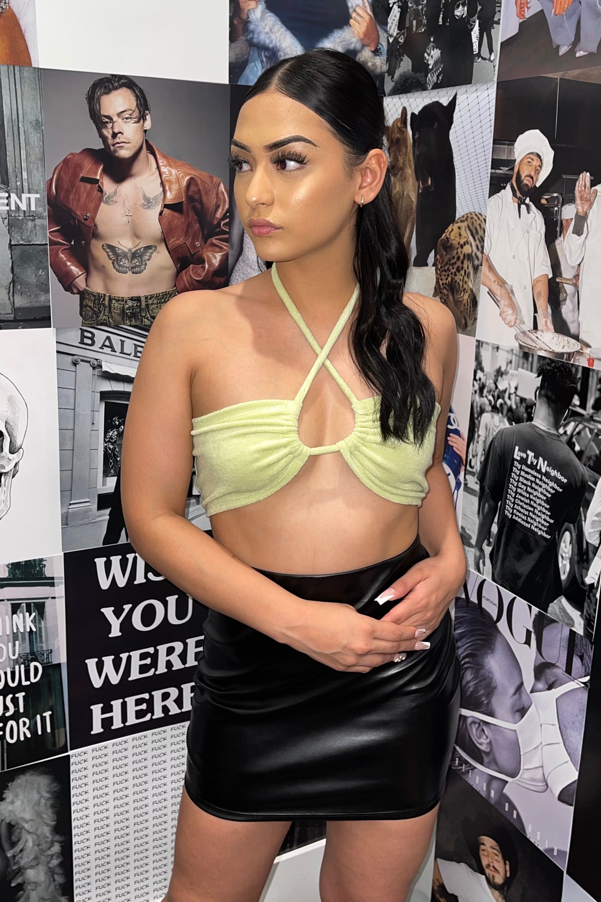 Squeeze Me Halter Top (Avocado Green)