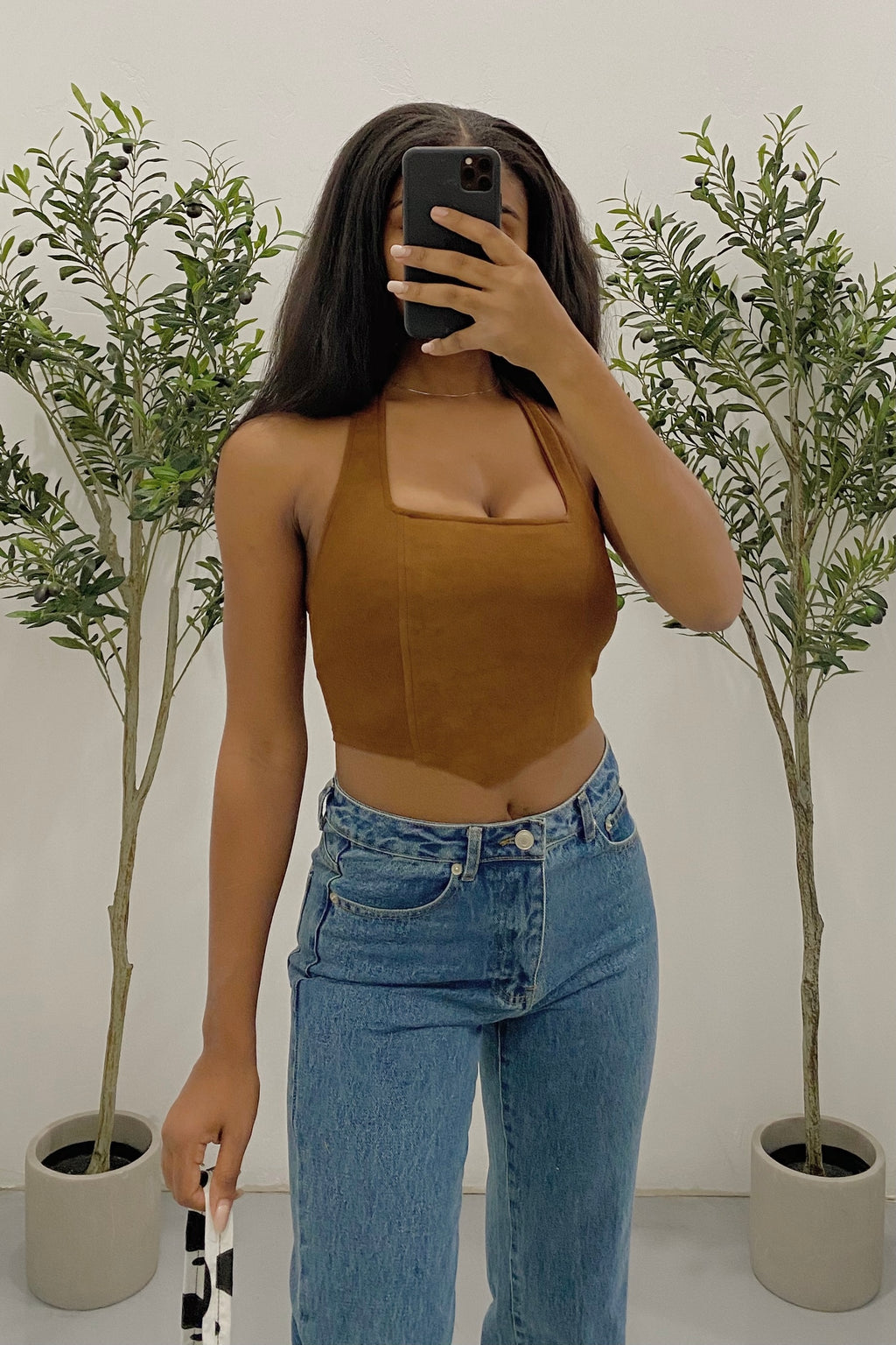 Gabrielle Halter Top (Coffee Brown)