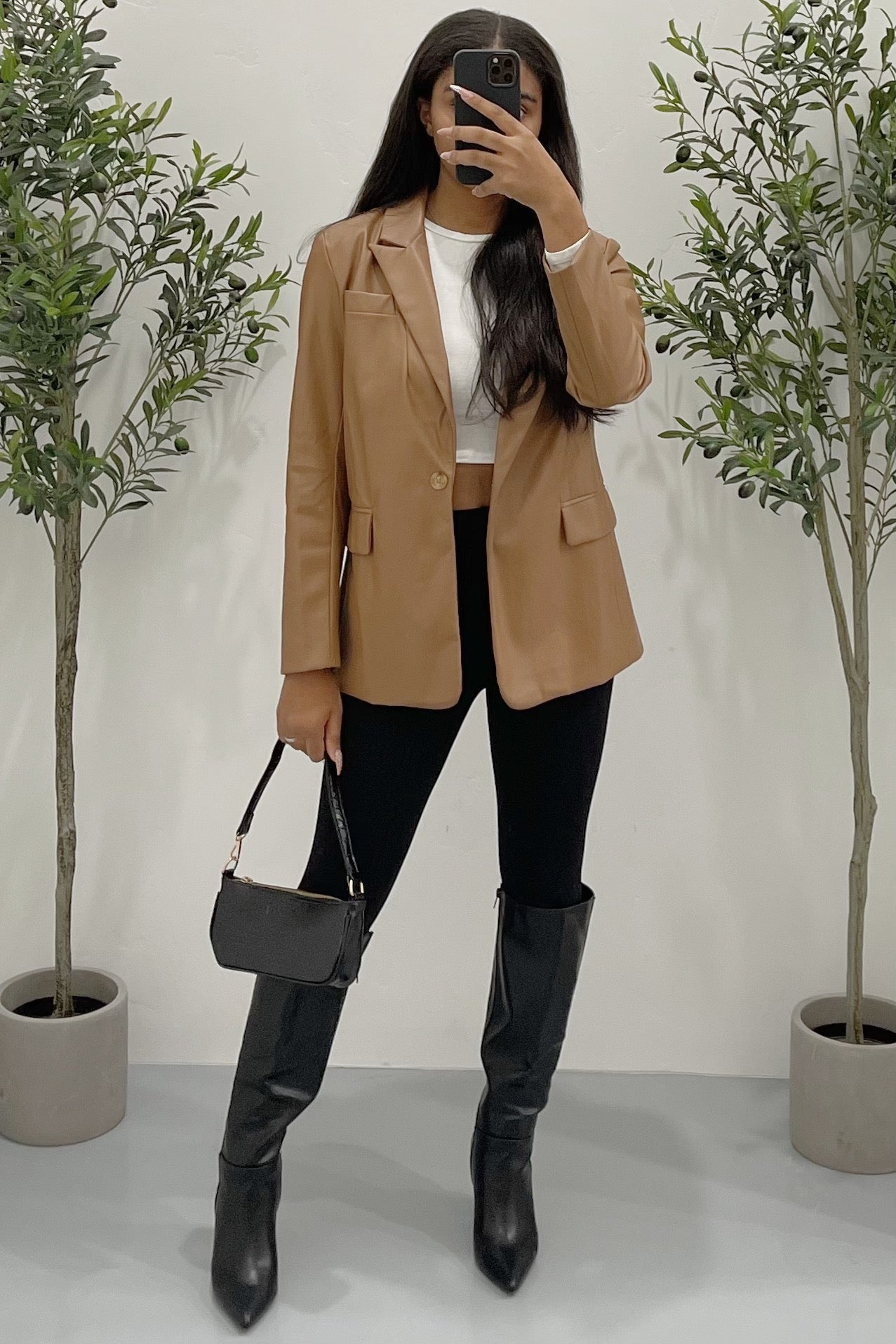 Zara Faux Leather Jacket (Brown)