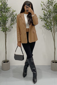 Zara Faux Leather Jacket (Brown)