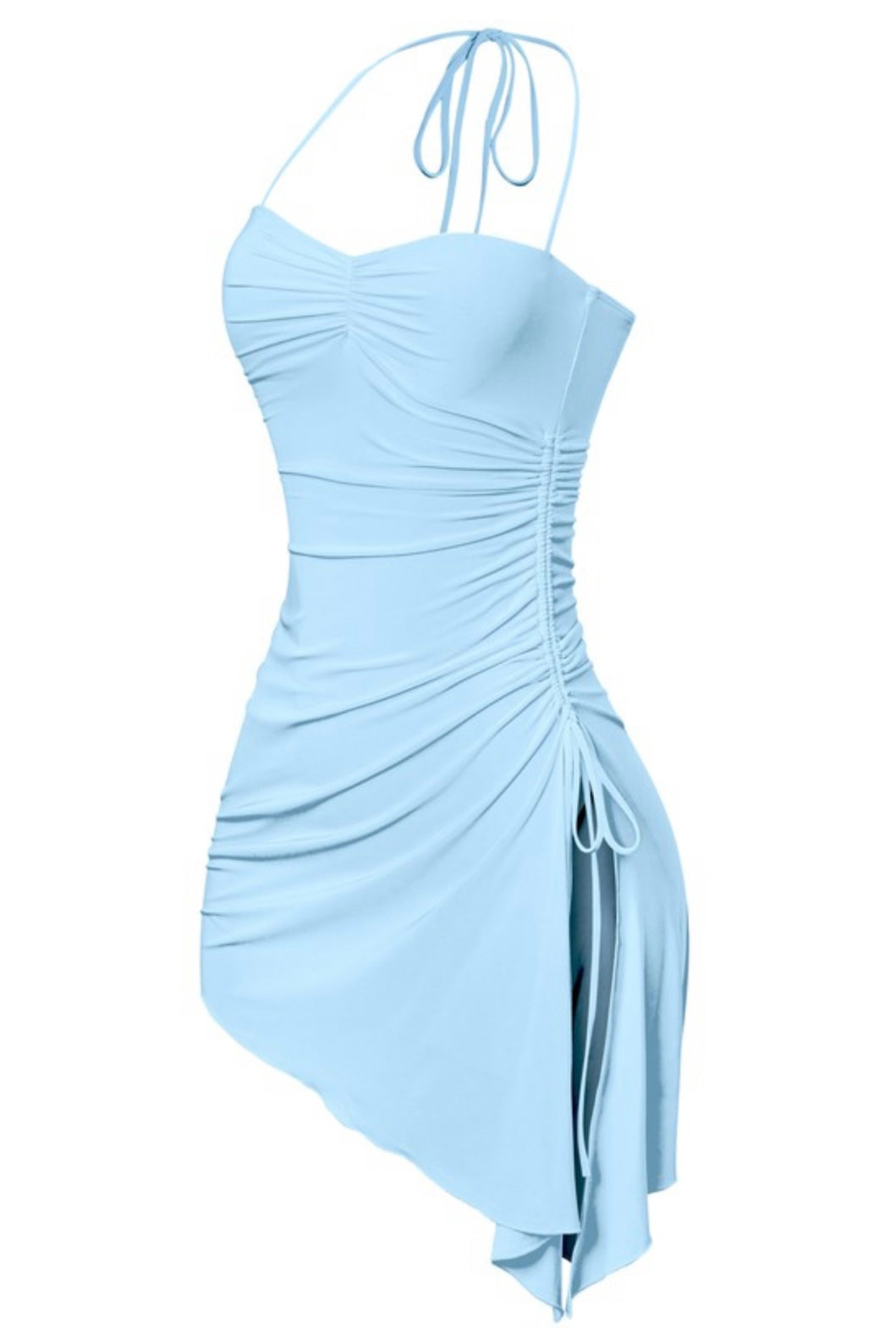 Cher Asymmetrical Mini Dress (Light Blue) – Shop Israella