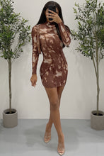 Load image into Gallery viewer, Janice Mesh Marble Dress (Tie-Dye Brown)