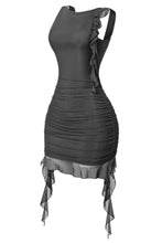 Load image into Gallery viewer, Mira Mesh Ruffle Mini Dress (Black)