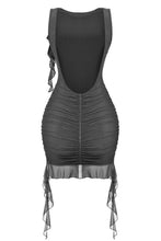 Load image into Gallery viewer, Mira Mesh Ruffle Mini Dress (Black)