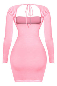 Harlem Long Sleeve Mini Dress (Pink)