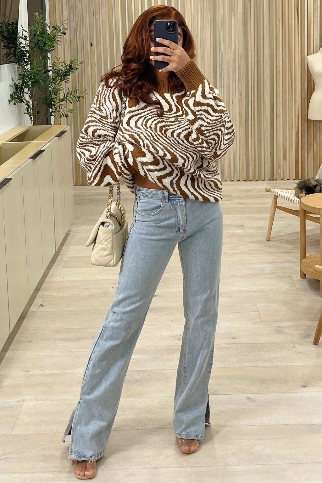 Marty Zebra Sweater (Brown/Cream)