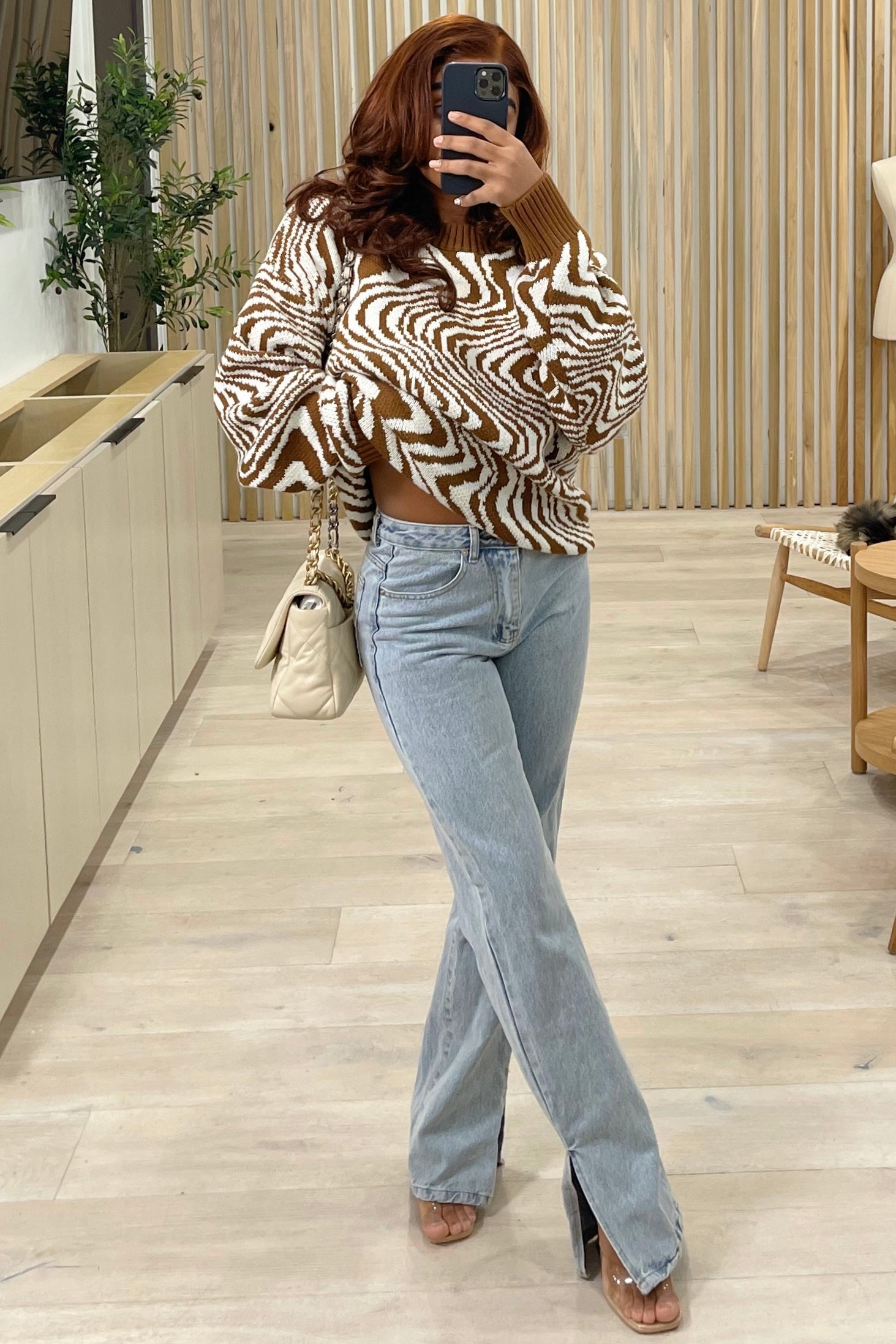 Marty Zebra Sweater (Brown/Cream)