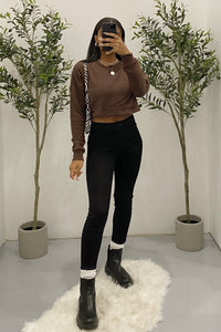 Ayla Cropped Sweater (Chocolate Brown)