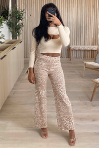 Fae Ribbed 2 Piece Knit Top (Beige Brown)