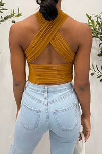 Lera Wrap Top (Caramel Brown)