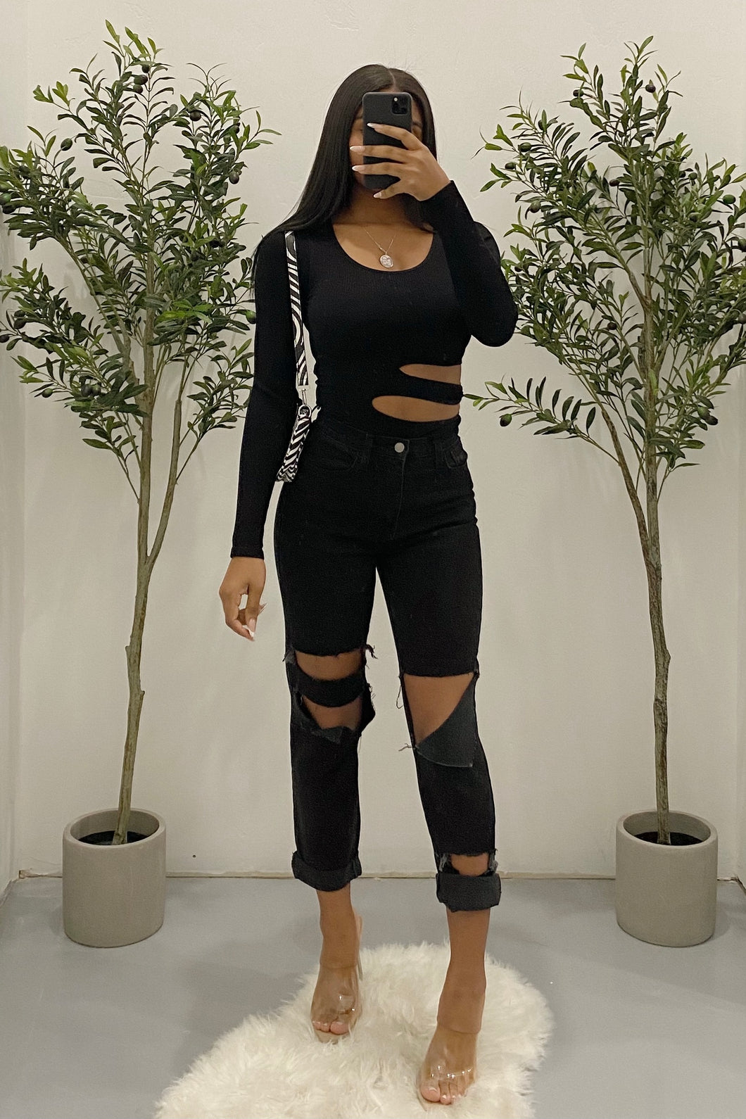 Carolina Cut Out Bodysuit (Black)