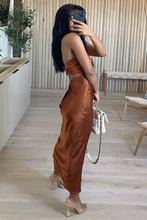 Load image into Gallery viewer, Love Satin Maxi Dress (Pecan Brown)