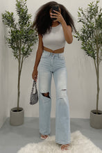 Load image into Gallery viewer, Riley Distressed Wide Leg Jeans (Light Denim)