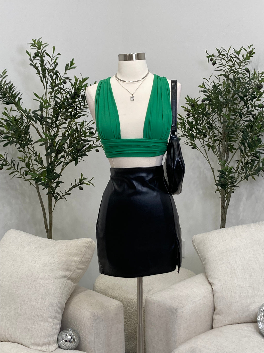 Evie Tie Crop Top (Black)