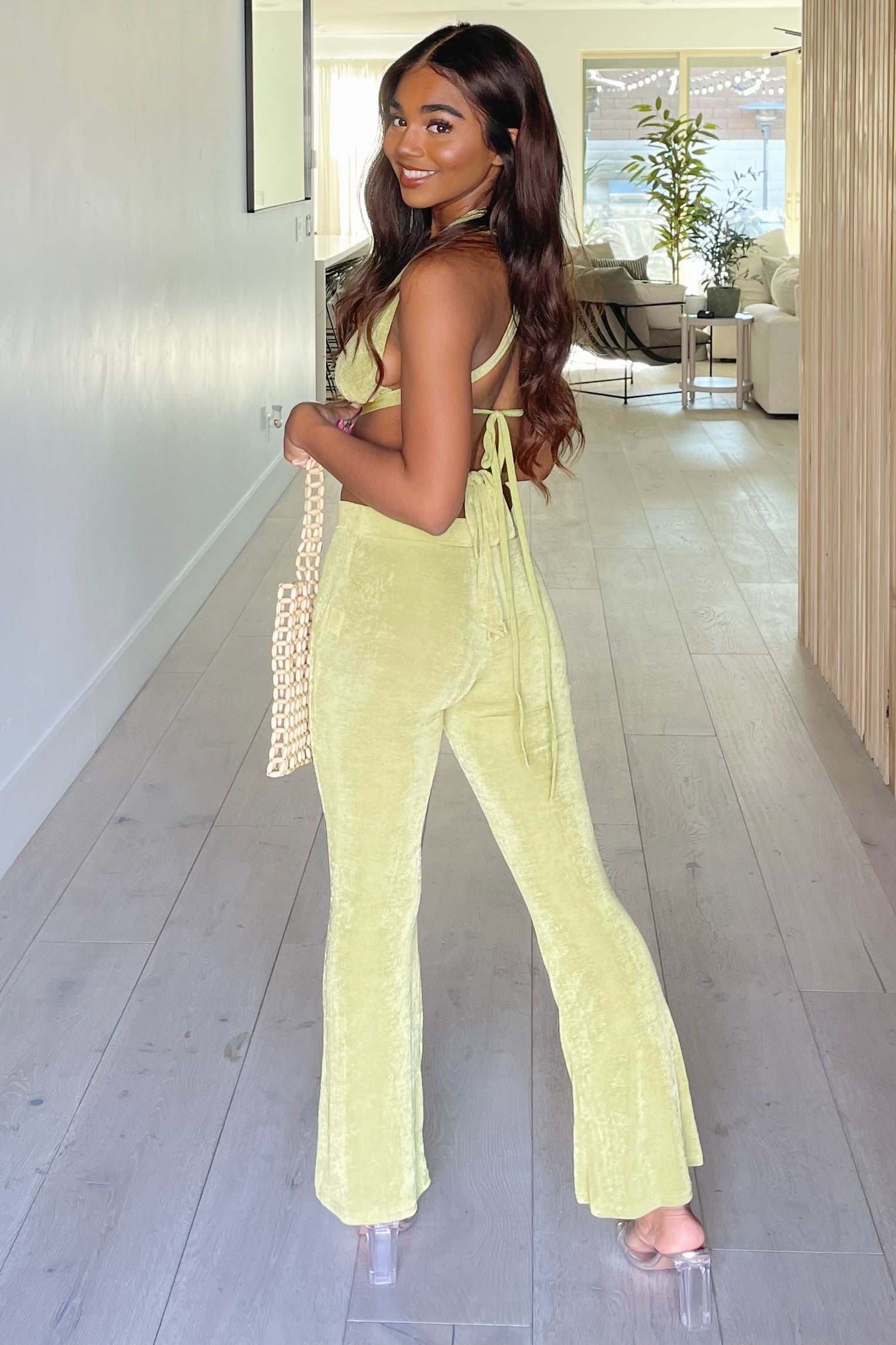 Tulum Halter Wrap Pants Set (Green)