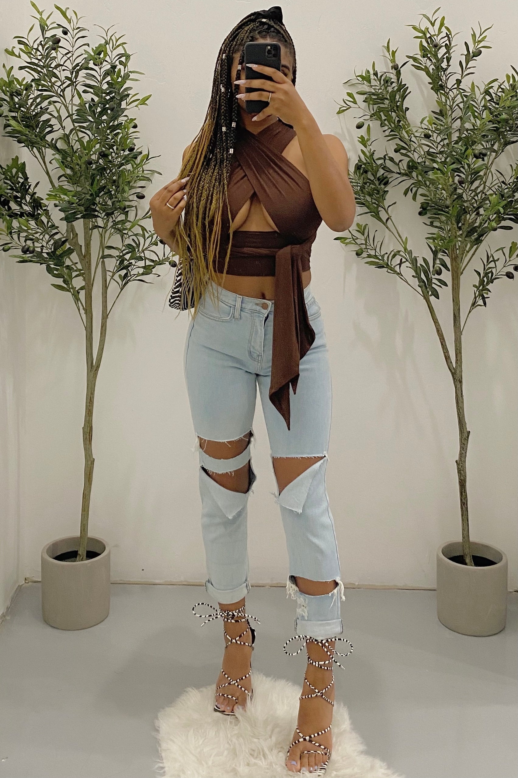 Lera Wrap Top 2.0 (Chocolate Brown)