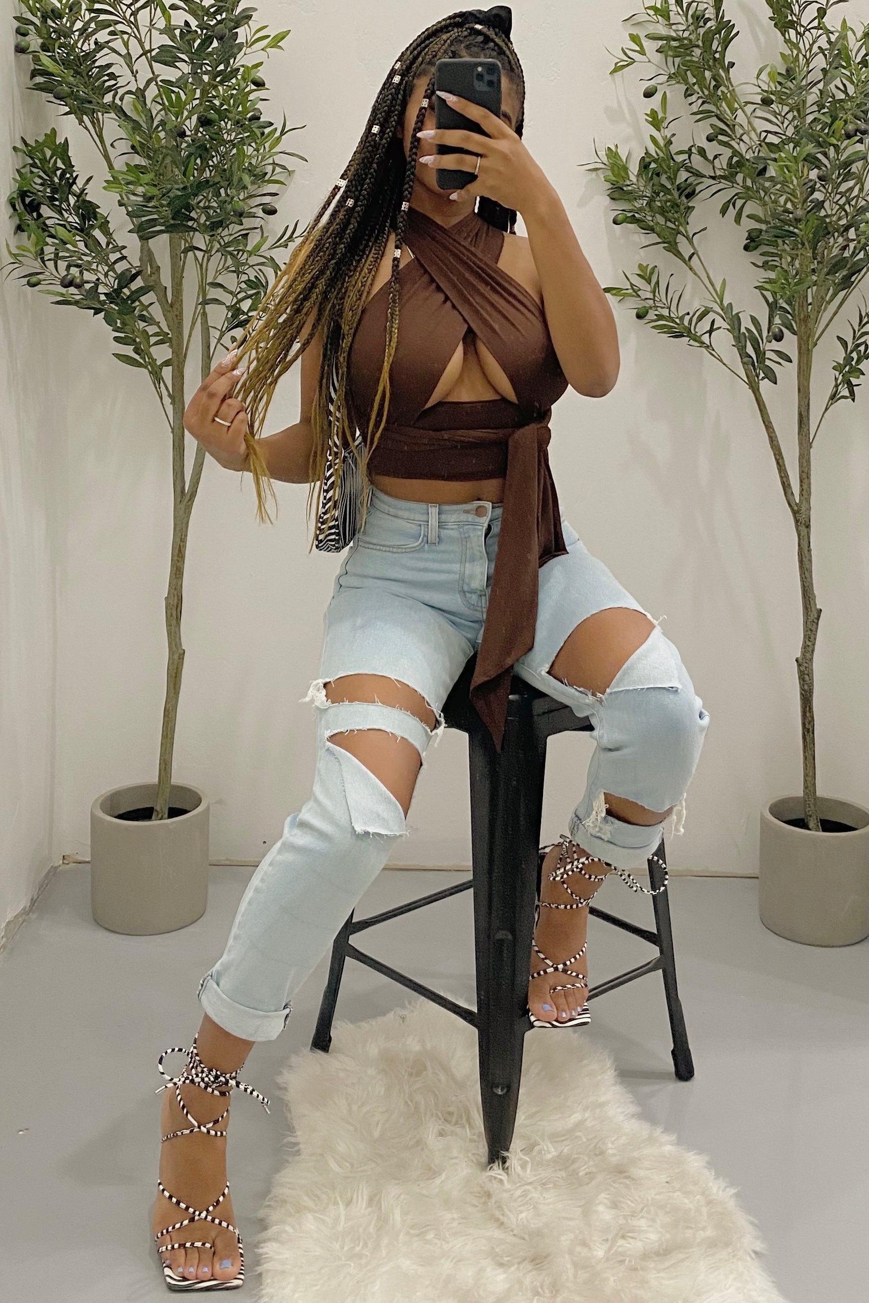 Lera Wrap Top 2.0 (Chocolate Brown)