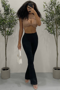Max Ribbed Flare Pants (Black)