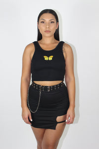 Lila Butterfly Crop Top (Black)