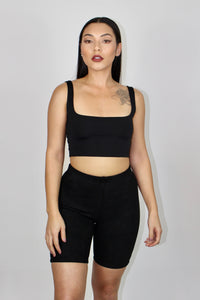 Sarah Suede Biker Shorts (Black)