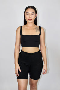 Sarah Suede Biker Shorts (Black)