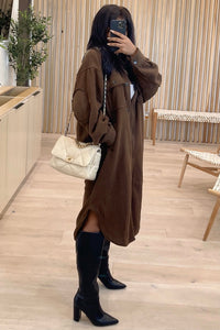 Marley Fleece Long Coat (Brown)