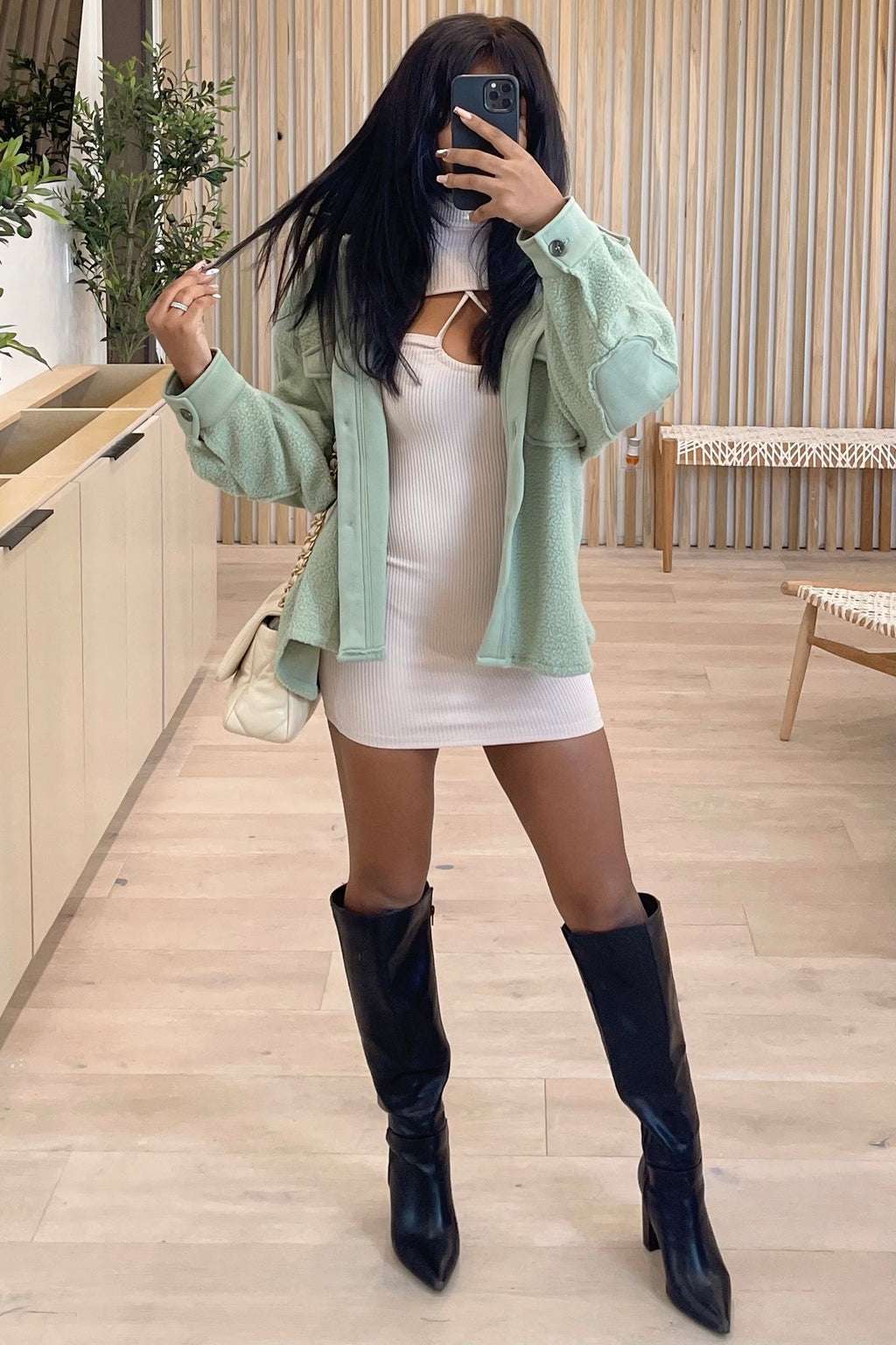 Marley Fleece Button Up Jacket (Sage Green)