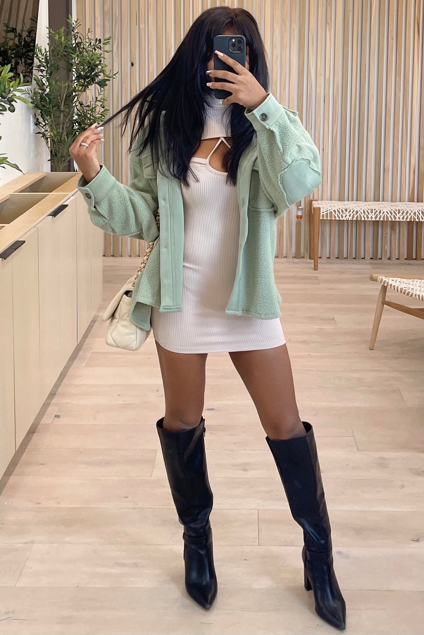 Marley Fleece Button Up Jacket (Sage Green)
