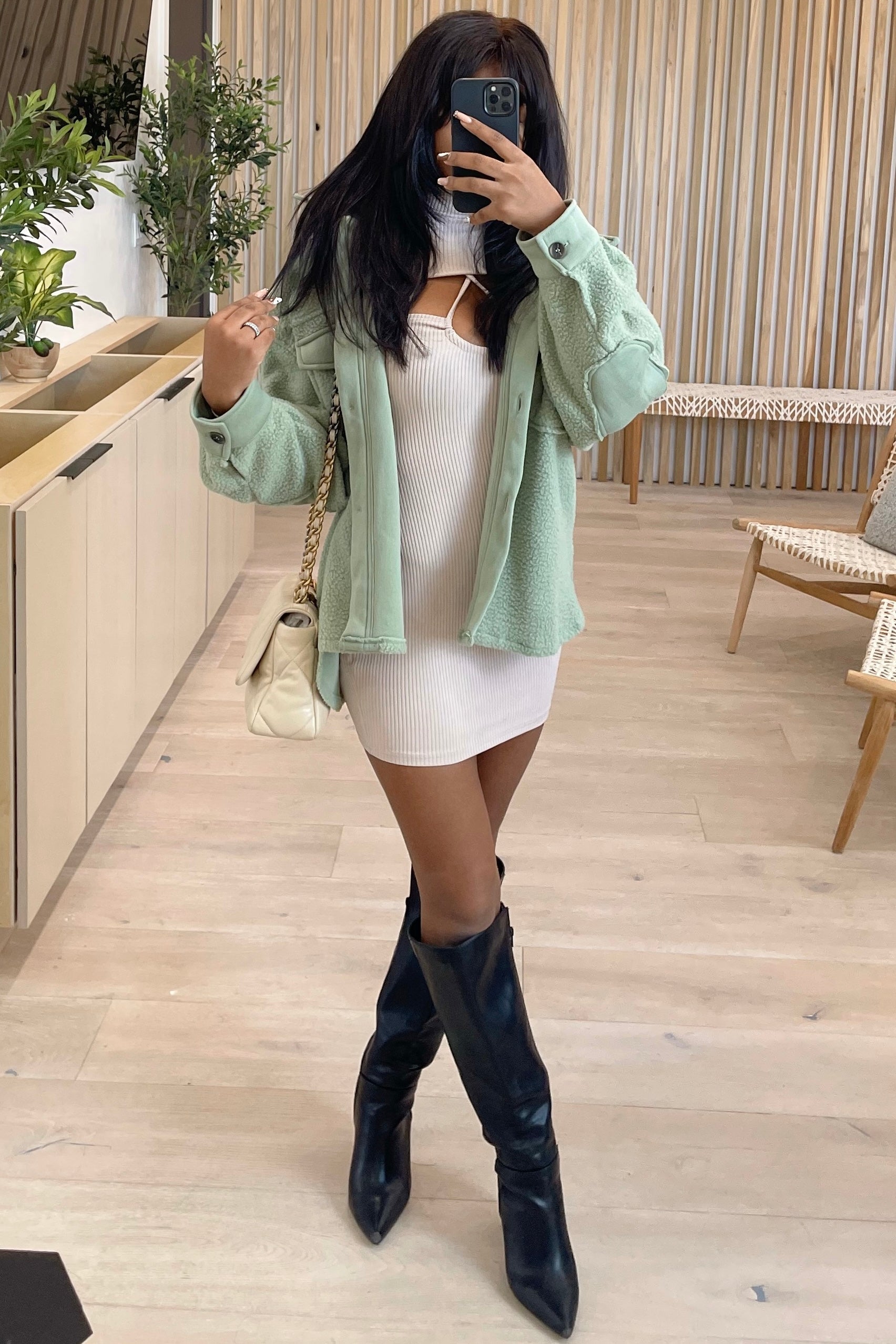 Marley Fleece Button Up Jacket (Sage Green)
