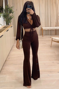 Jackie Long Sleeve Pants Set (Chocolate Brown)